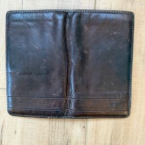 Fossil Men's Dark Brown Leather Bifold Long Derrick Executive Wallet